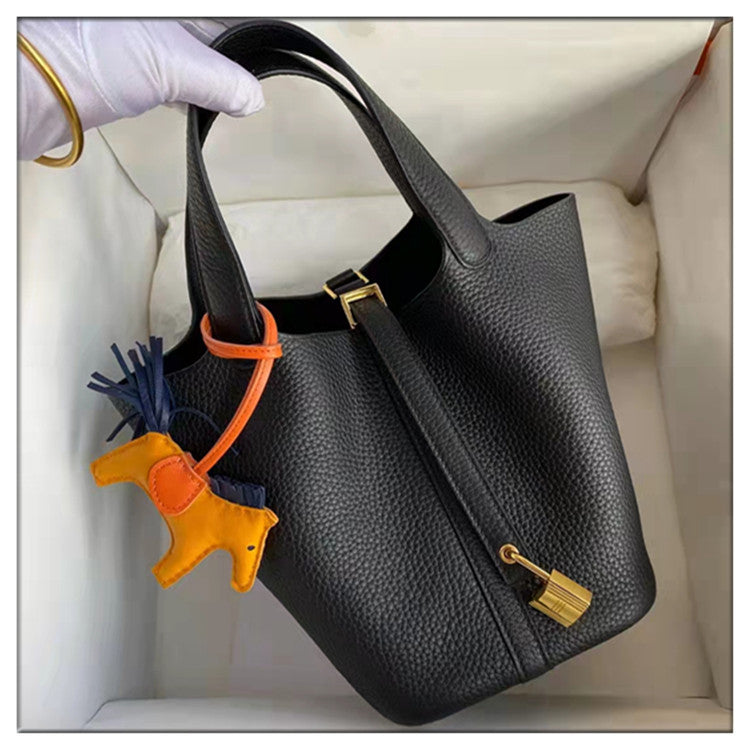 Women's Basket First Layer Cowhide Leather Sheath Handbags