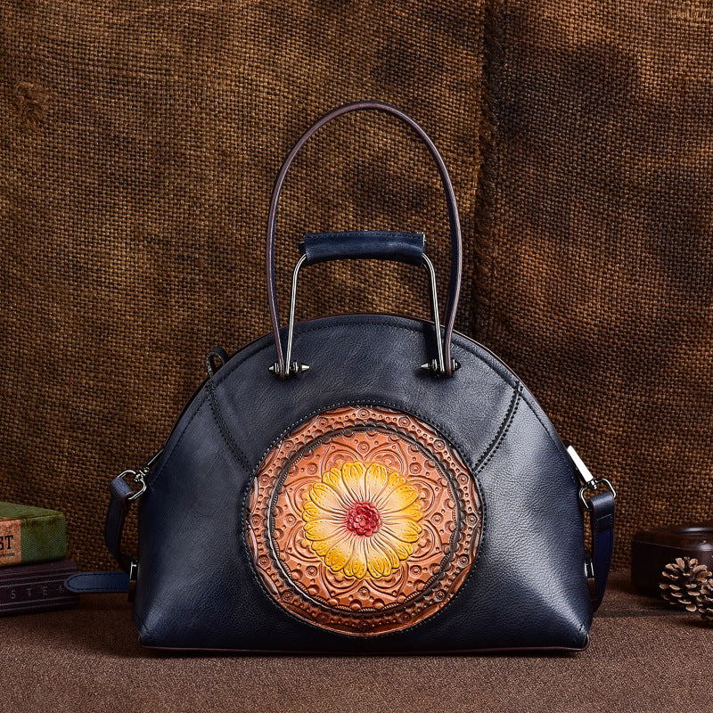 Women's Retro Elegant Genuine Leather Hand-rub Color Handbags