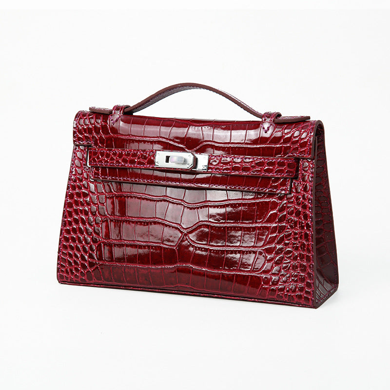 Women's Holding Dinner Crocodile Pattern Chain Genuine Leather Crossbody Bags