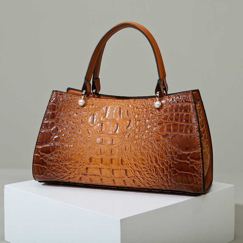 Women's Fashion Crocodile Pattern Large Capacity Textured Handbags