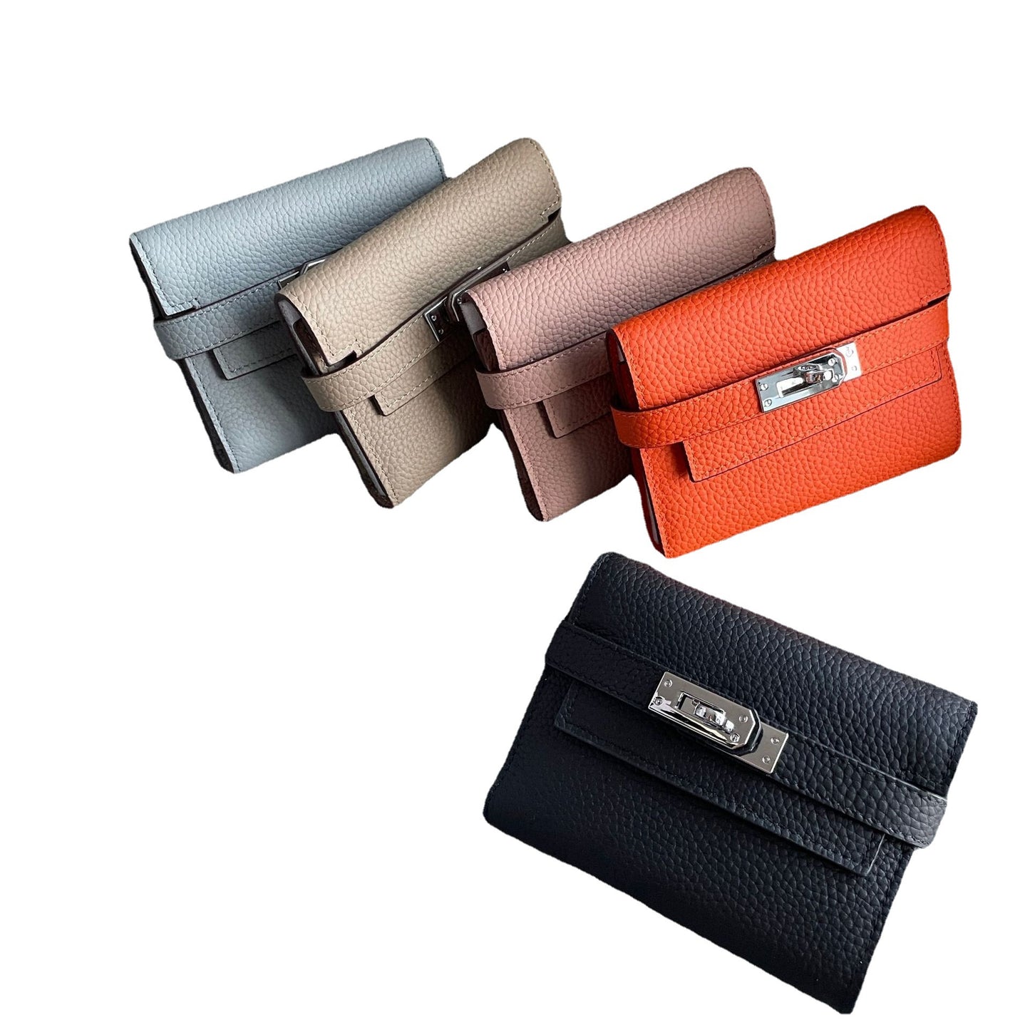 Women's Short Lychee Pattern Three Fold Kelly Ladies Wallets