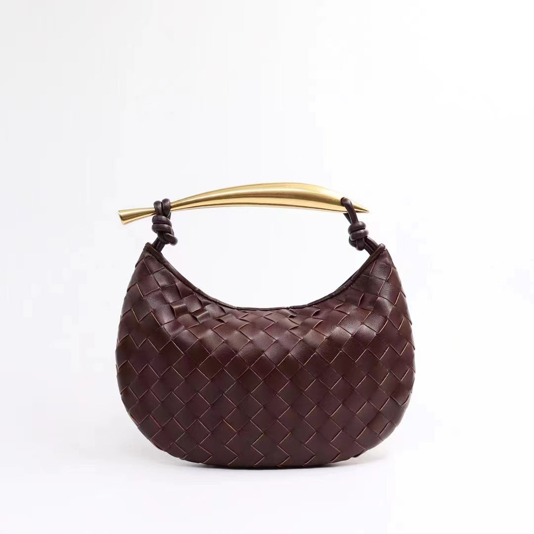 Pleated Cowhide Woven Large Capacity White Handbags