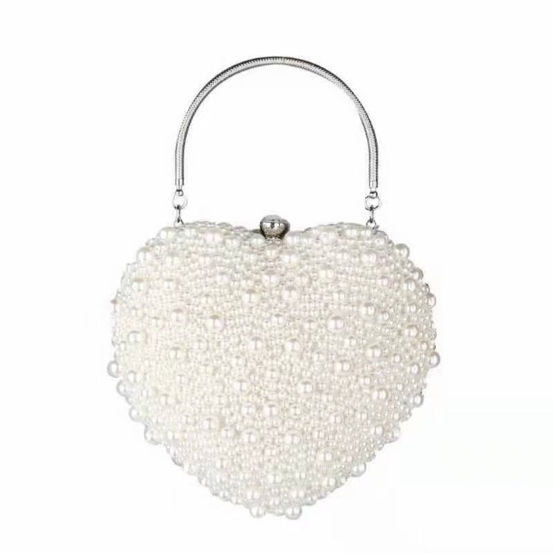 Dinner Love Heart-shaped Pearl Banquet Chain Evening Bags