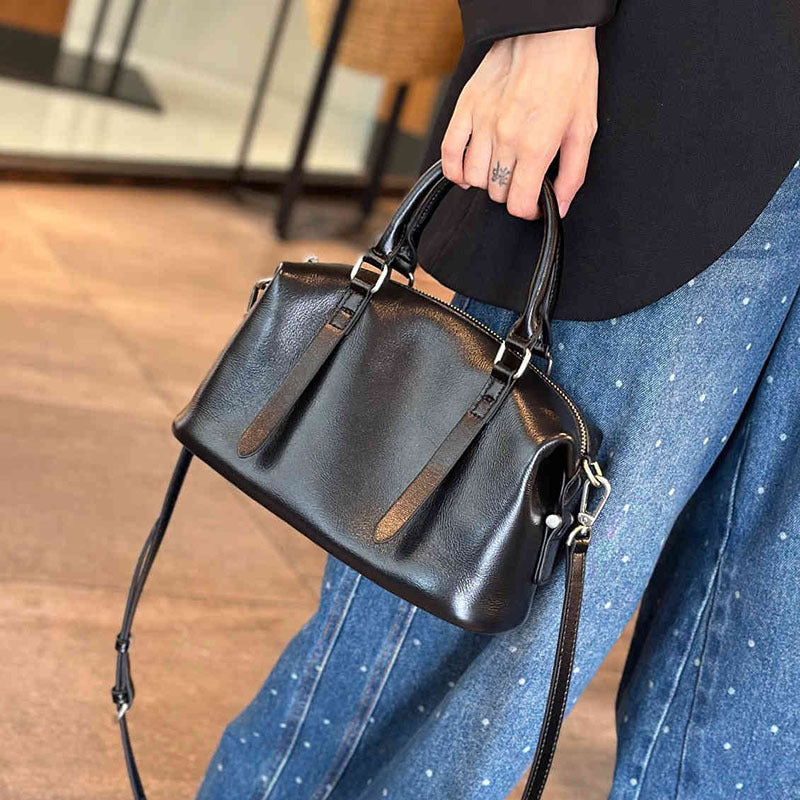 Women's Fashion Pillow Vegetable Tanning Leather Vintage Handbags