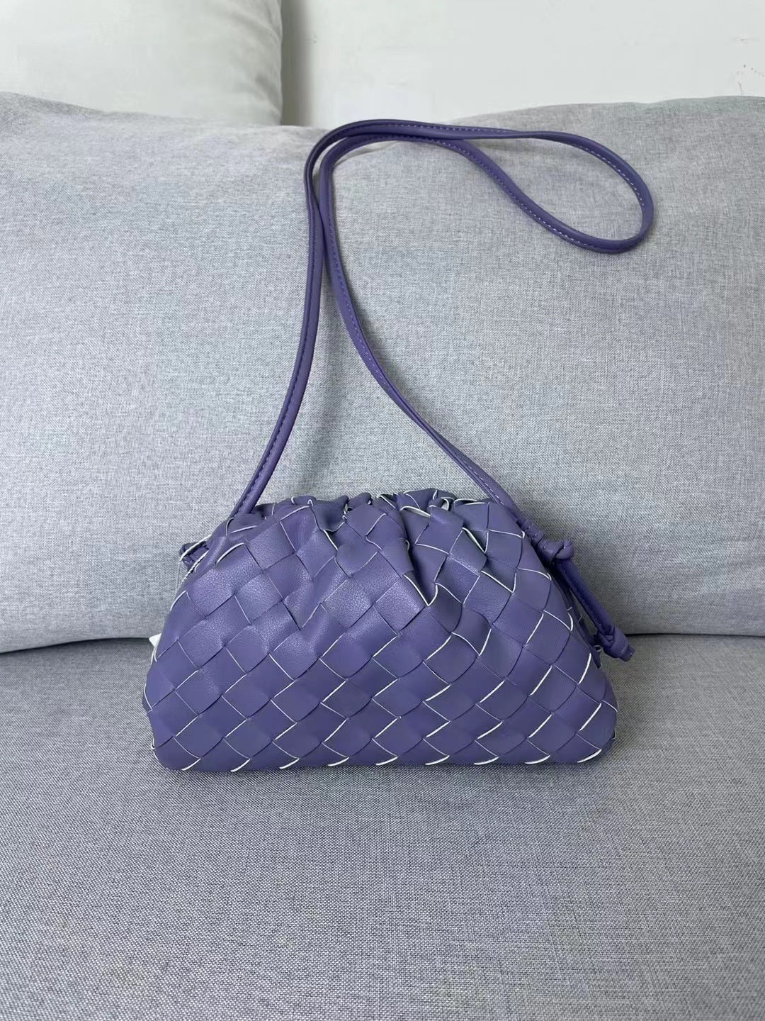 Women's Genuine Leather Cloud Cowhide Woven Xi Crossbody Bags