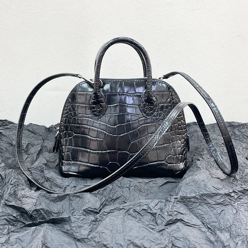 Half Wax Line Cowhide Mini Bowling Little Shell Crossbody Bags