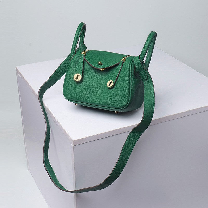 Layer Cowhide Lychee Pattern Lindy Doctor Genuine Leather Crossbody Bags