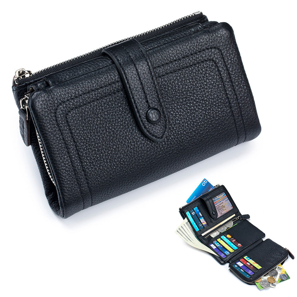 Women's Soft Leather High-grade Short Three-fold Large Capacity Ladies Wallets