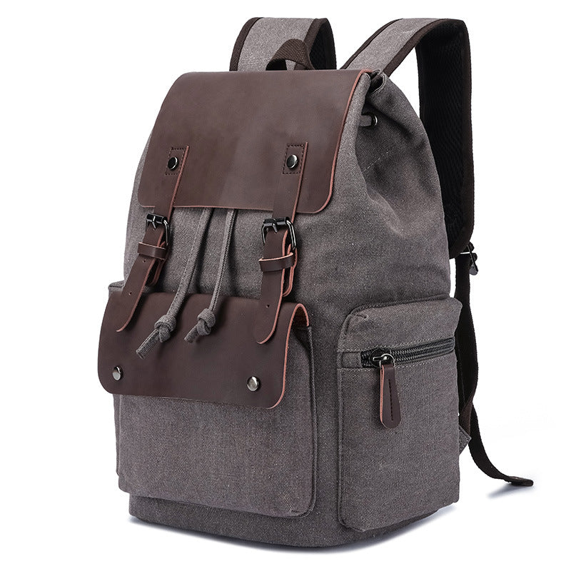 Men's Canvas Pu Leather Business Trip Lightweight Backpacks