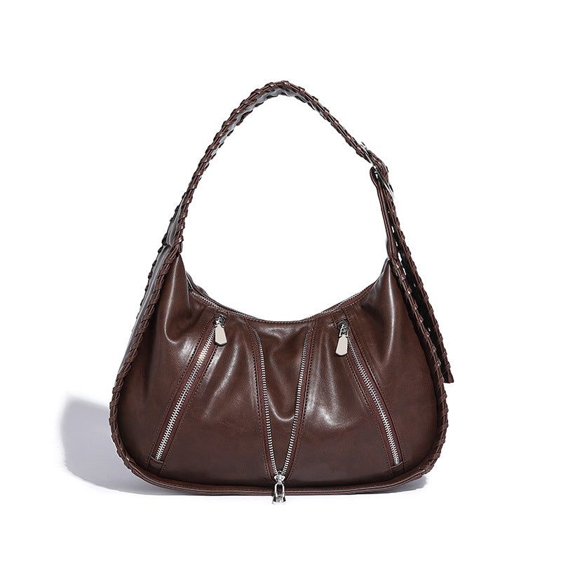 Women's Woven Portable Retro Underarm High-grade Pleated Handbags