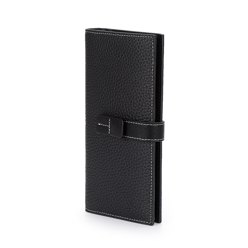 Long Genuine Leather Contrast Color First Layer Cowhide Ladies Wallets