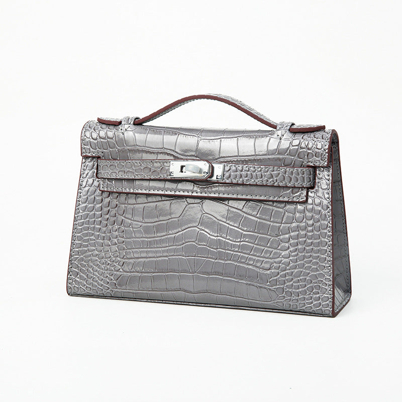 Women's Holding Dinner Crocodile Pattern Chain Genuine Leather Crossbody Bags