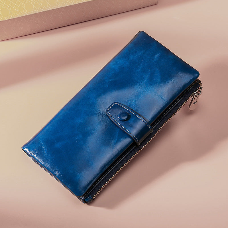 Women's Layer Cowhide Business Retro Long Lady's Ladies Wallets