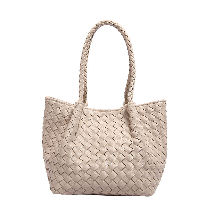 Women's French Style High Sense Woven Texture Shoulder Bags