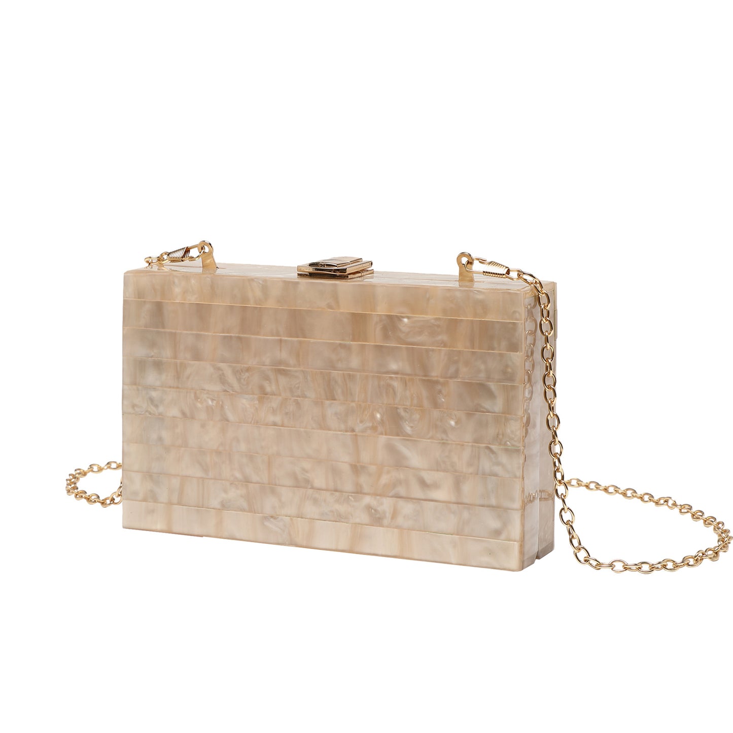 Dinner Fashion Striped Stitching Pearlescent Acrylic Handbags