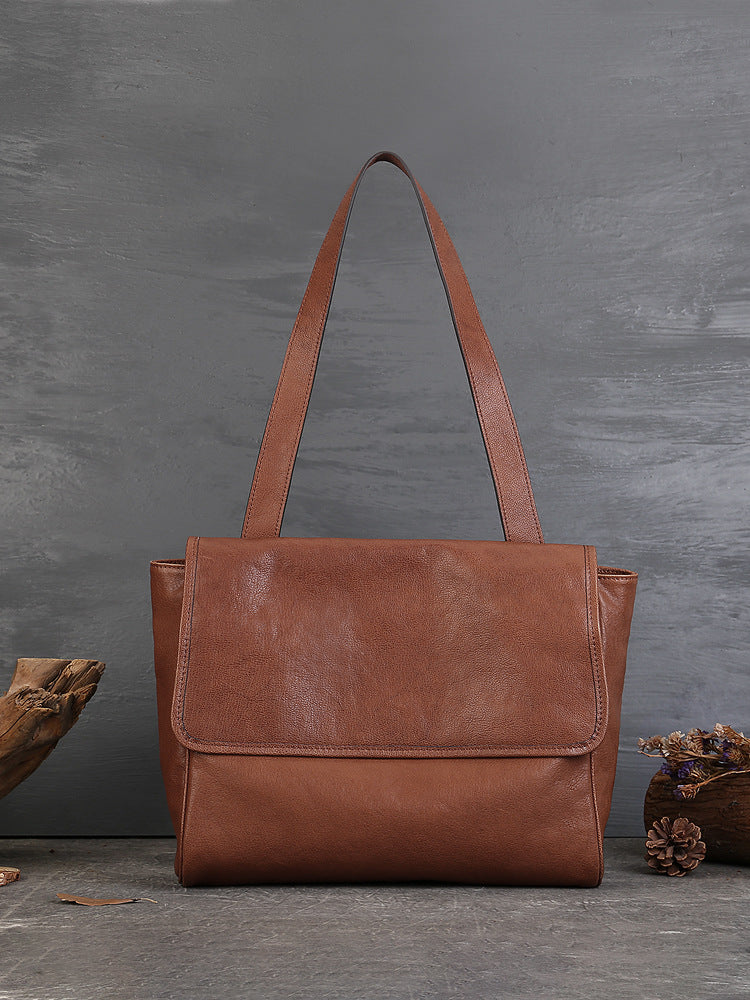 Women's Genuine Leather First Layer Cowhide Simple Commute Crossbody Bags