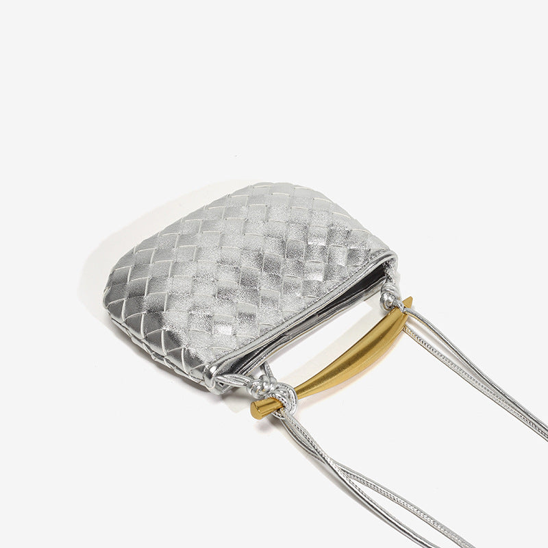 Spring Sier Sardine Soft Leather Woven Crossbody Bags