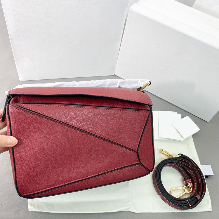 Geometric Cowhide Stitching Pillow Retro One Shoulder Bags