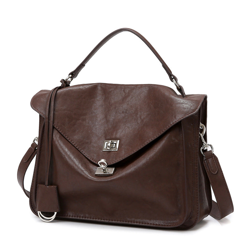 Women's Tanned Soft Leather Light Luxury Large Crossbody Bags