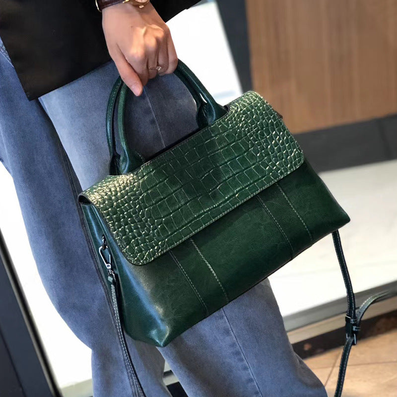 Women's Fashion Genuine Leather Portable Large Capacity Handbags
