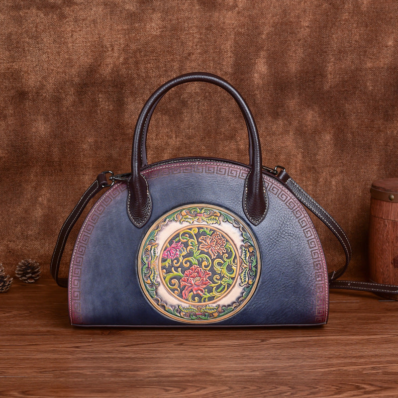 Women's Layer Cowhide Chinese Style Dumpling Unique Craft Handbags