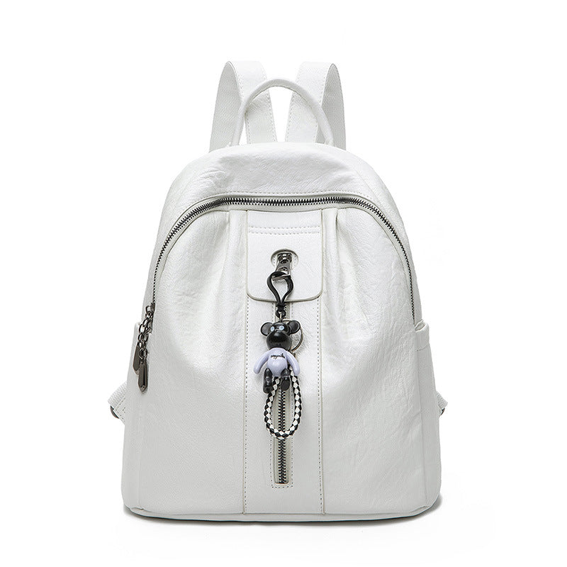 Women's Fashion Korean White Large Capacity Soft Backpacks