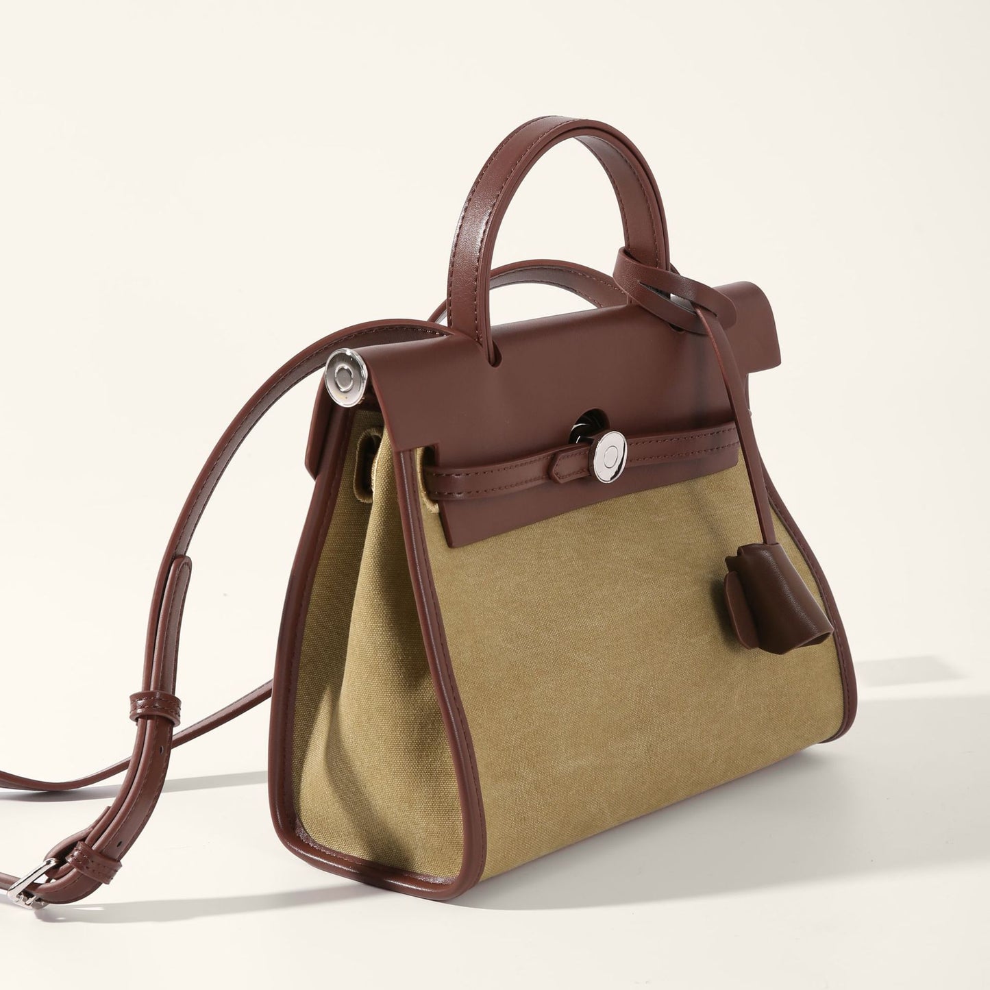 Women's Fashion High-grade Canvas Stitching Kelly Niche Handbags
