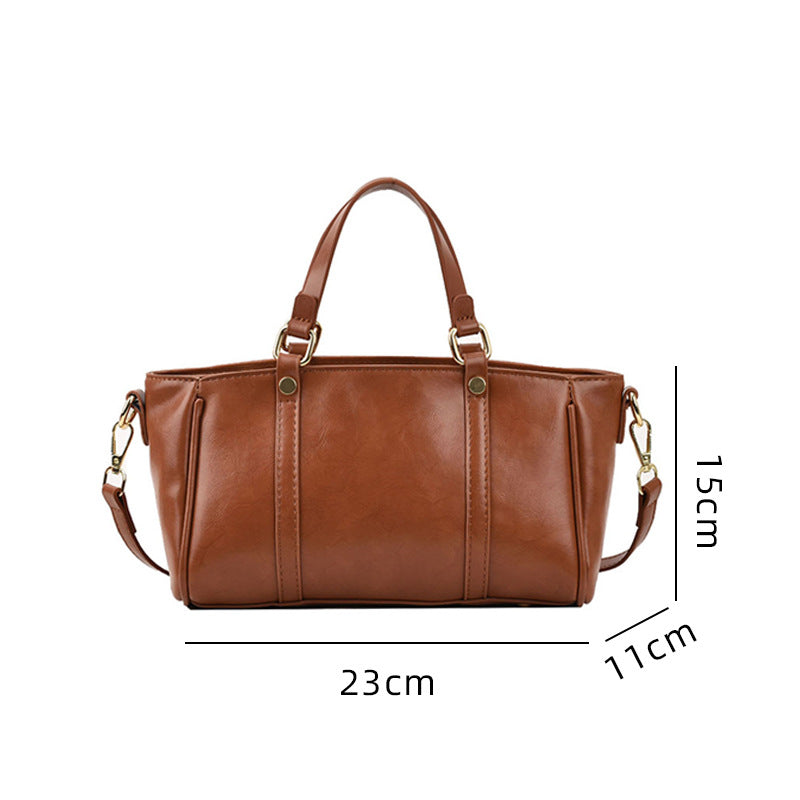 Women's High-grade Soft Leather Fashionable Retro Artistic Shoulder Bags