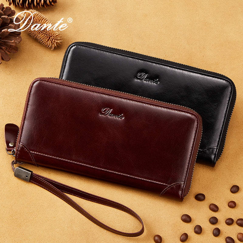 Men's Genuine Leather Hand Grab Swiping Retro Men's Wallets