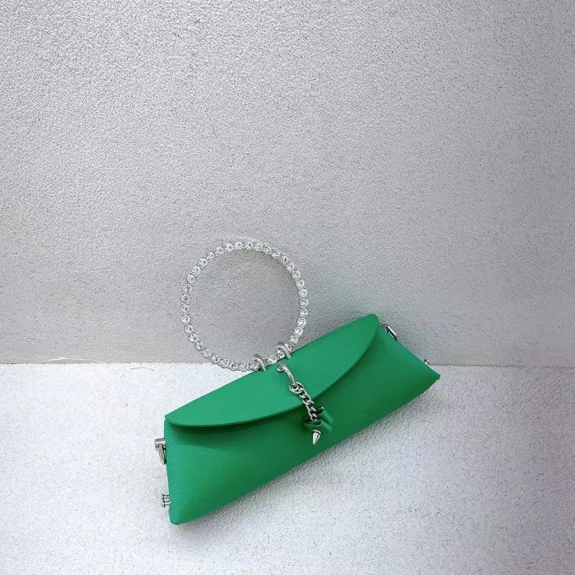 Female Korean Macaron Cross Pattern Rhinestone Shoulder Bags
