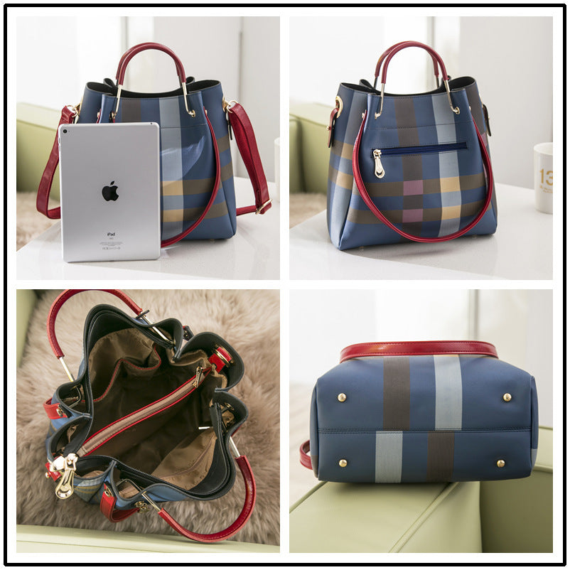 Women's Plaid Stylish Versatile Large Capacity Portable Shoulder Bags