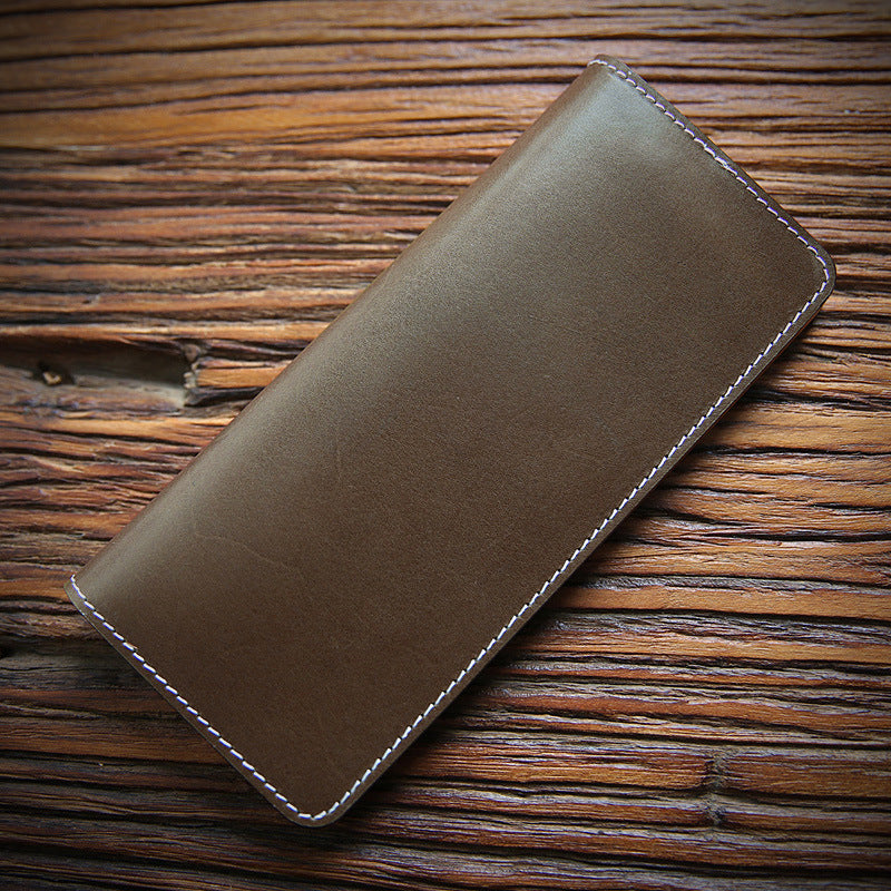 Men's Retro Long Type Italy Vegetable Tanned Leather Men's Wallets