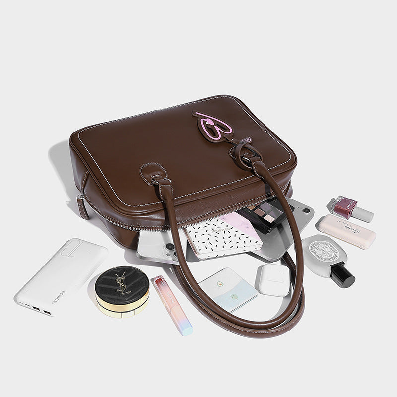 Large Capacity Toast Retro Portable Boston Handbags