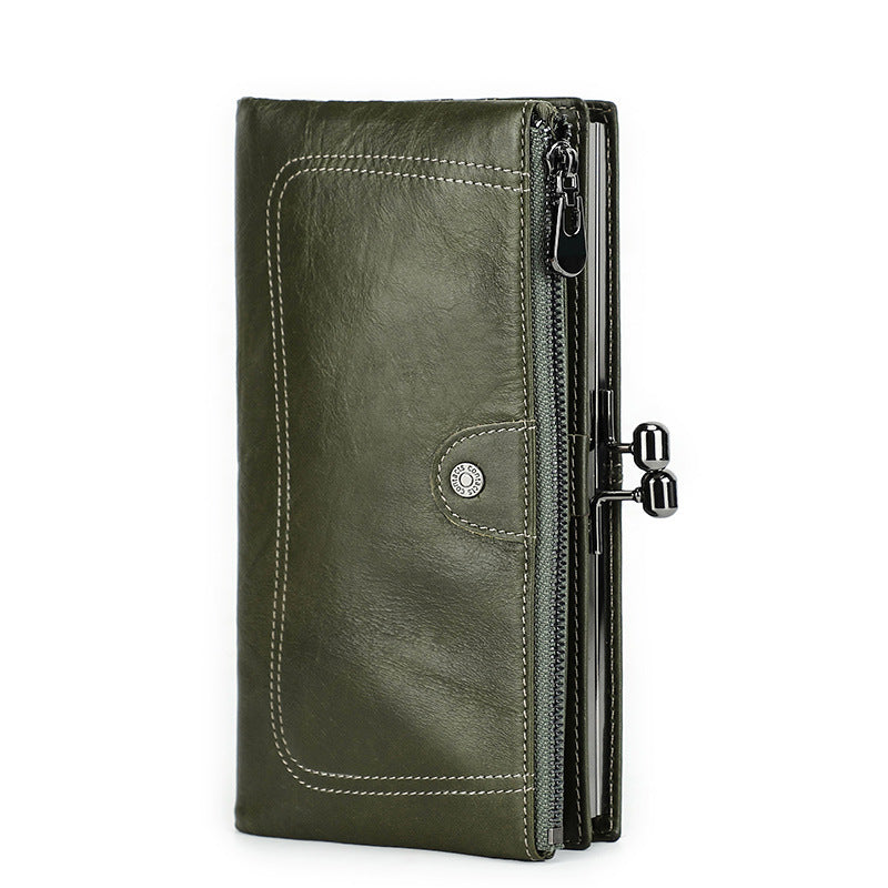 Women's Black Angel First Layer Cowhide Iron Ladies Wallets