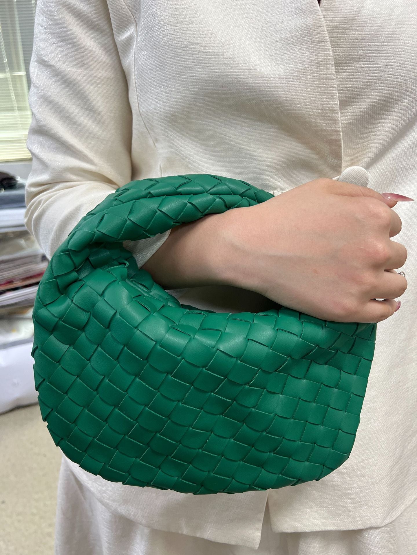 Woven Female Cloud Croissant Hand Holding Handbags