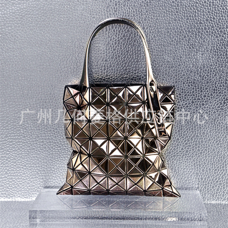 Women's Rhombus Plaid Color Matching Mirror Solid Handbags