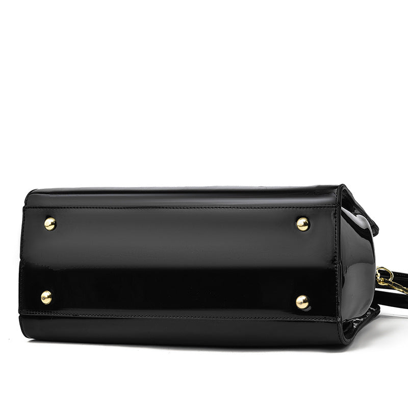Women's Trendy Large Capacity Shining Leather Steel Handbags