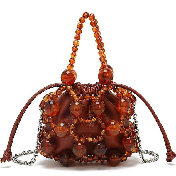 Design Exquisite Hollow Metal Beaded Woven Evening Bags