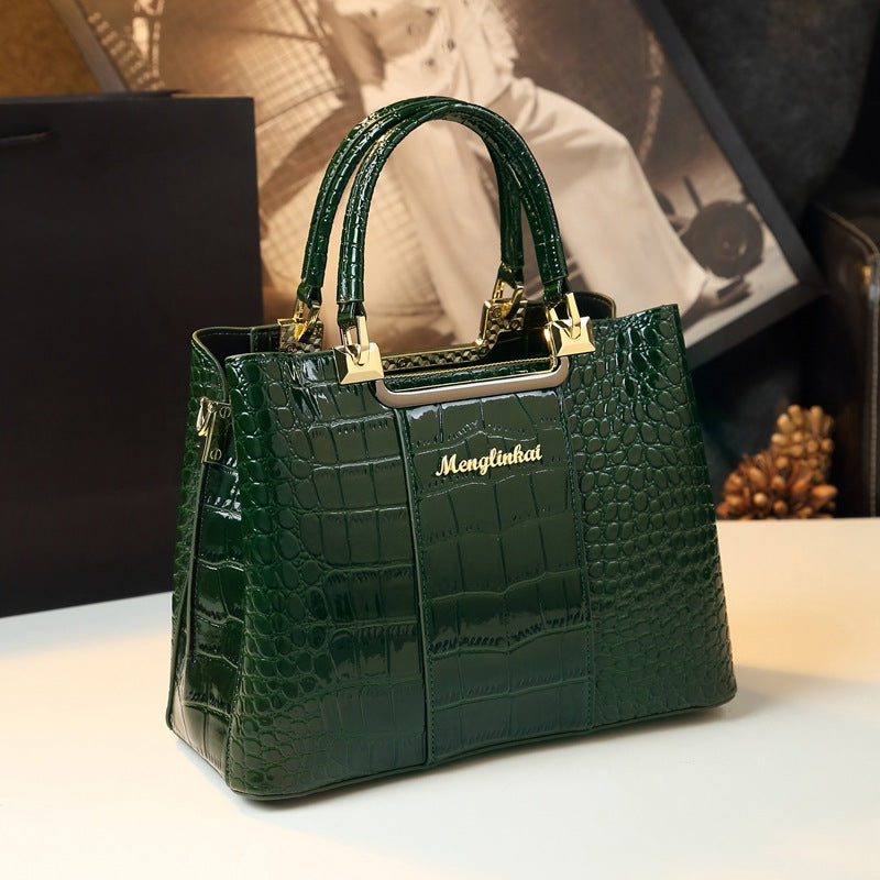 Summer Glossy Mother Fashion Crocodile Pattern Elegant Handbags