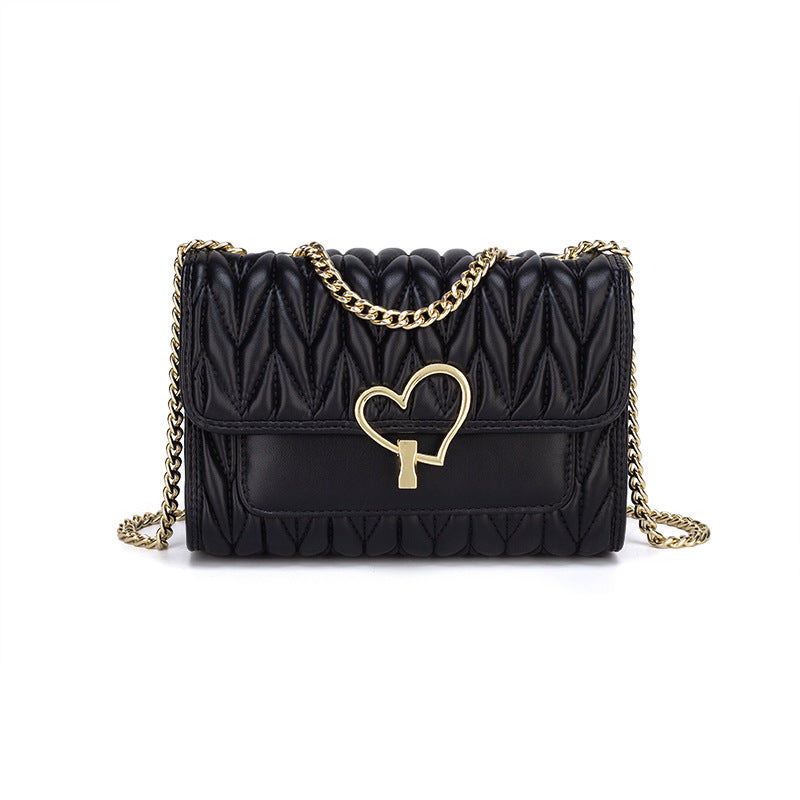 Women's Genuine Leather Fashionable Diamond Chain Bags