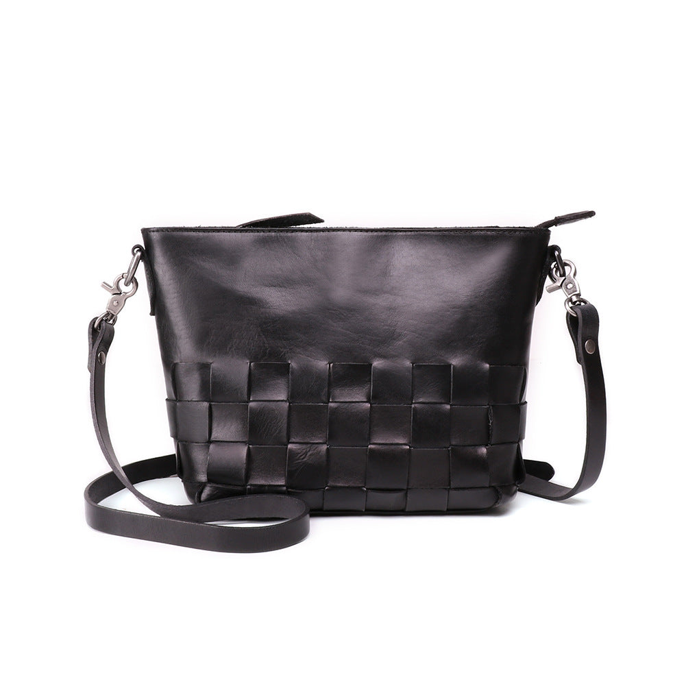 Women's Woven Genuine Leather Vintage Fashion First Crossbody Bags