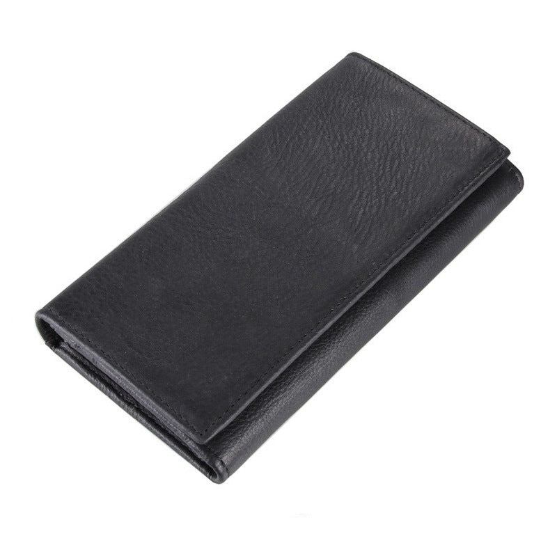Vintage Long Genuine Leather First Layer Cowhide Men's Wallets