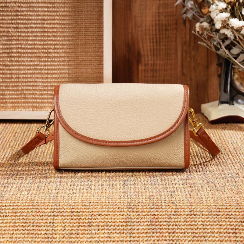 Women's Mobile Western Style Color Matching Genuine Shoulder Bags