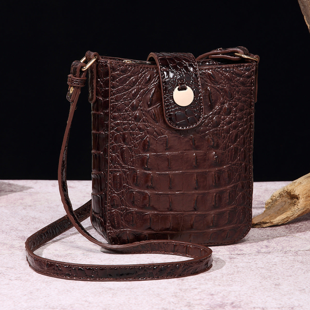 Vintage Cell Clutch Brahmin Crocodile Pattern Crossbody Bags