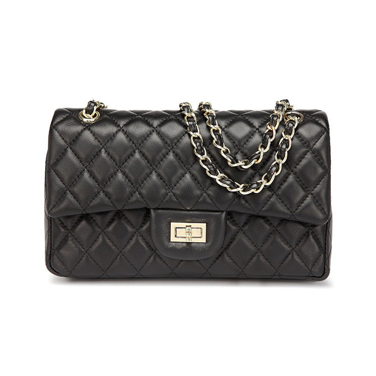 Women's Sheepskin Leather Diamond Pattern Chain Classic Shoulder Bags