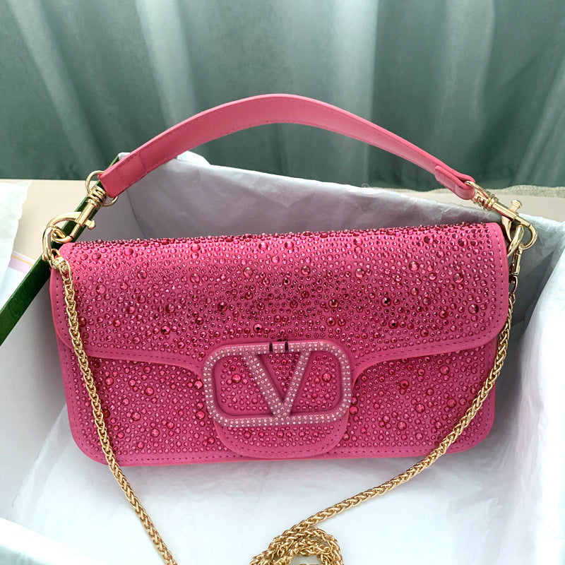 Bright Crystal Sliding Chain Fashion Flip Crossbody Bags