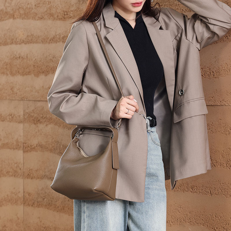 Women's Korean Style Litchi Leather Fashion Genuine Crossbody Bags