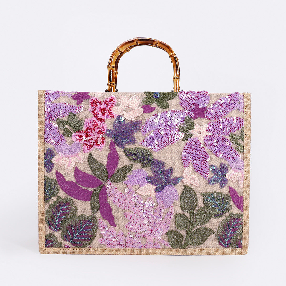 Women's Bamboo Woven High-grade Sequins For Large Capacity Handbags
