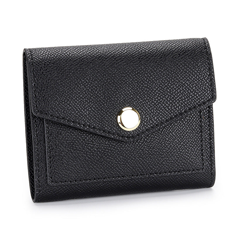 Women's Full Leather Short Korean Style Contrast Color Versatile Ladies Wallets