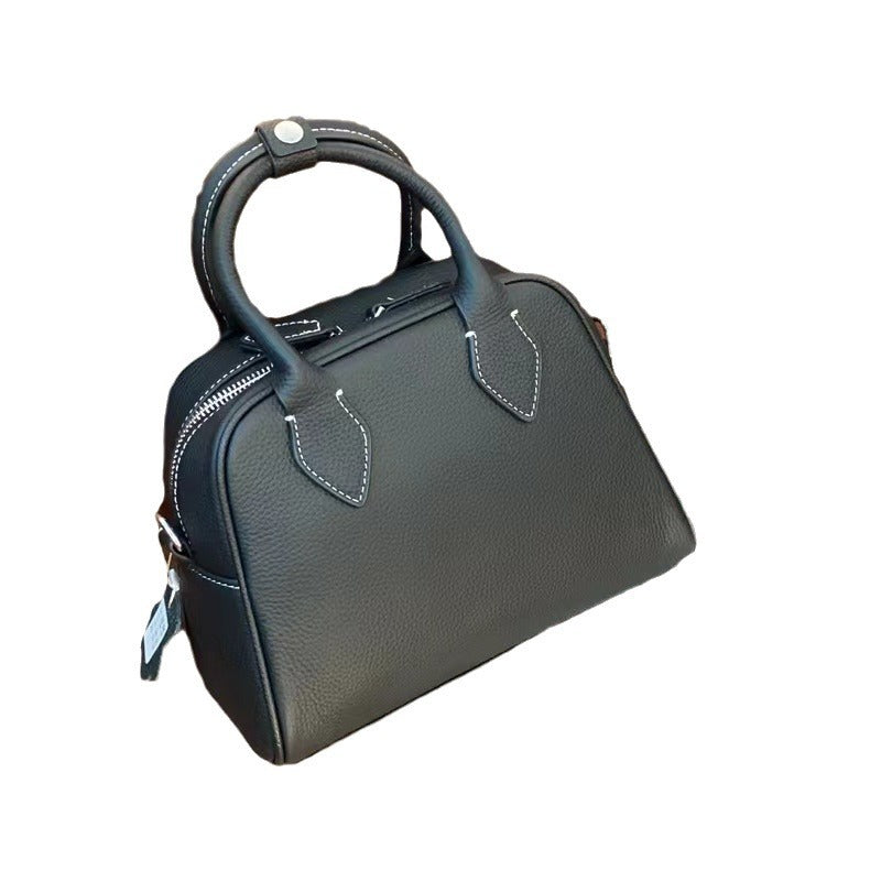 Women's Boston Bowling Niche High-grade Cowhide Portable Handbags